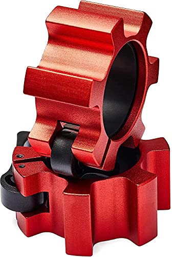 Metal Olympic Barbell Clamps 2inch Heavy Duty Exercise Collars,Weight Clips for 2" Barbell,Quick Release Weight Clamps for Weightlifting, Olympic Lifts Strength Fitness Training 1 Pair - color: Red