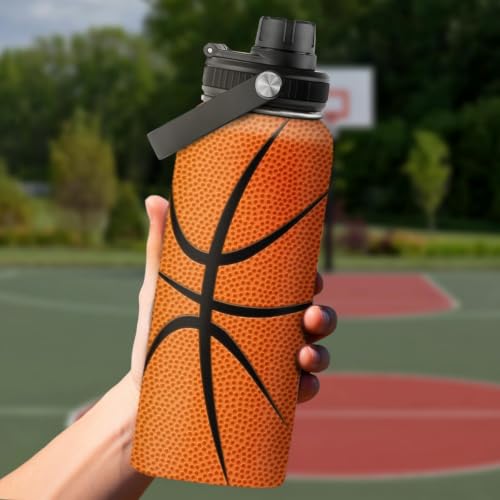 SANDJEST Basketball Water Bottle 32oz Stainless Steel Insulated Bottles for Men Women Sports Lovers Fan Players Coach - Basketball Gifts for Birthday Christmas - color: Basketball 2