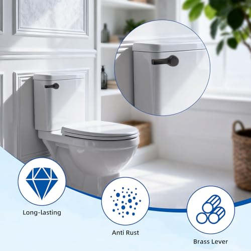 Hibbent Universal Front Mount Metal Toilet Handle Replacement Kit, Brass Toilet Tank Flush Lever with Stainless Steel Adjustable Flapper Chains for Most Toilets, Oil-Rubbed Bronze - color: Oil Rubbed Bronze, style: Front Mount