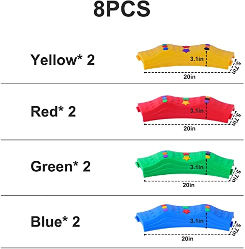 MOCUTEEN Kids Balance Beam Toddler Stepping Stones Max Load 220LBS 8 PCS Non-Slip Textured Surface & Rubber Pads Bottom Promote Agility Coordination Five Star Pattern - color: 8 Curve