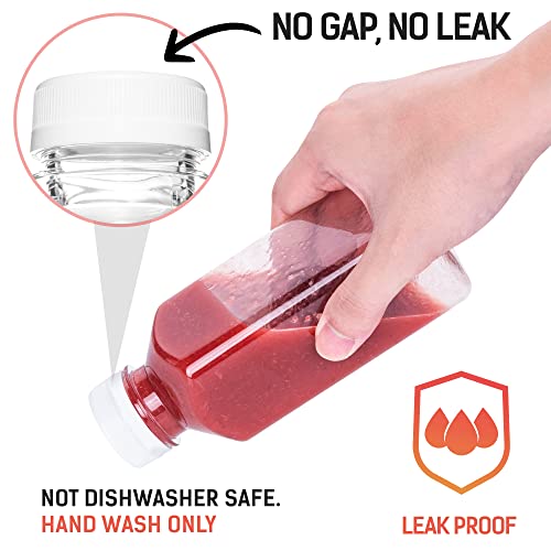 Norcalway Plastic Juice Bottles with Caps, Reusable Juicing Bottles, Clear Drink Containers with Lids for Juicing, Smoothie and Other Beverages - 12oz 6pcs - size: 12 OZ / 6 PACK