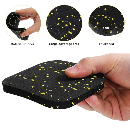 6 Pcs Anti Shock Treadmill Mat Pads, Thick High Density Rubber Exercise Equipment Mats for Vibration Damping, Noise Reduction, and Floor Protection in Home Gym