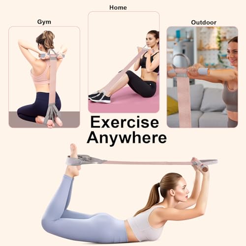 Fabric Resistance Band with Handles,Non-Slip Foot Pedal Puller Resistance Band for Legs & Glutes Working Out,Portable Yoga & Physical Therapy&Home Fitness Accessories for Women & Men - color: 1 pc pink