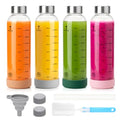Zukro Glass Juice Bottles with Stainless Steel Lids 18 oz, Airtight & Leak Proof, Non-Slip Bottom, Measured Markings, 4-Pack Reusable Clear Jars for Water, Juicing, Smoothie, Protein Shakes, BPA Free - size: 4 pack