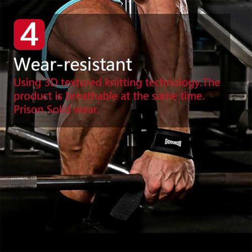 GOUNOD Lifting Straps for Weightlifting, Padded Wrist Straps, Black, 1 Pair | Non-slip silicone grip and cushioned wrist padding for Weightlifting, Gym, Deadlift, Workout, Gym Strength Training.