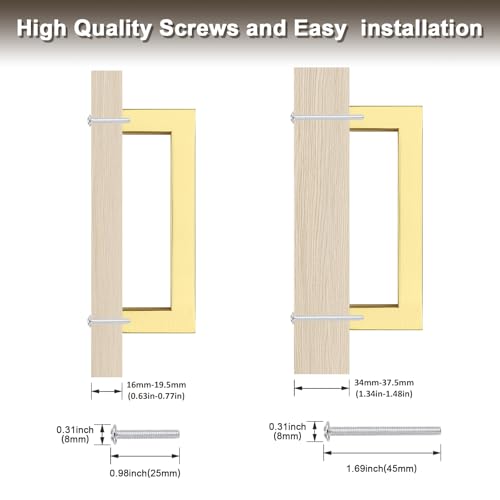 Probrico 5 Pack Square Gold Kitchen Cabinet Pulls 3-3/4 Inch Stainless Steel Brushed Brass Cabinet Handles Square Corner Bar Polished Gold Dresser Drawer Pull Handles Total Length 4-1/4 Inch - color: Gold, size: Hole Center: 96mm(3.75inch)