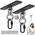 2Pack Ceiling Mount Swing Hanger with Bearing 900 LB Capacity Heavy Bag Hanger 360° Swivel Hook Hanging Chair Mount Stainless Steel Swing Hardware for Aerial Silks, Punching Bag, Hammock, Porch Swings - color: 2pack- 4 Holes Black Base Swing Hanger