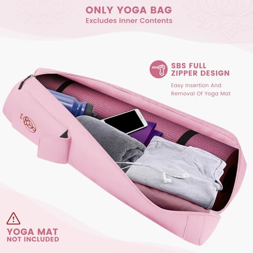 Gonex Yoga Mat Bag with Full-Zip Design, Fits Most Mats | 600D Oxford Fabric, Wet Pocket, Front Zip Pocket, Adjustable Strap, Fits Mats up to 26" - color: Pink