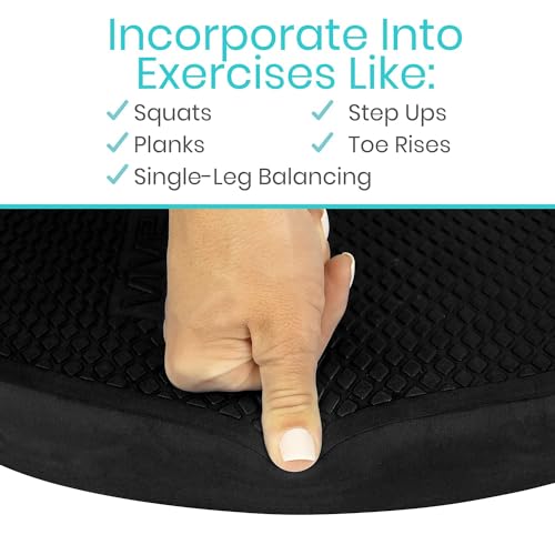 Vive Oval Balance Pad - Wobble Cushion For Physical Therapy And Rehabilitation Equipment - Soft Stability Trainer Foam For Workouts, Yoga, Core Strength And Pilates - Device For Women, Men And Kids - color: Black, size: 2 Pack