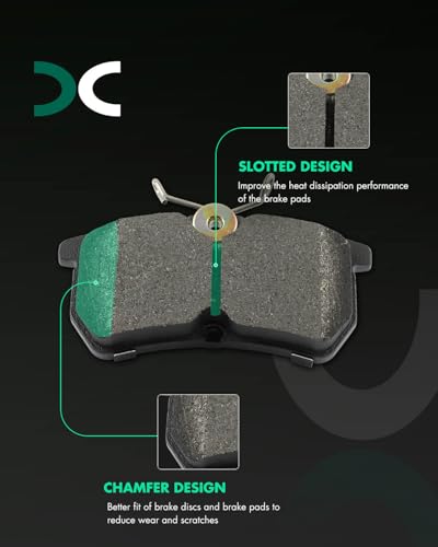 SCITOO D886 Rear Metal Brake Pads Sets w/Hardware Replacement For Ford For Fiesta 2014-2019,For Ford For Focus 2001-2007 - size: Rear D886-7763