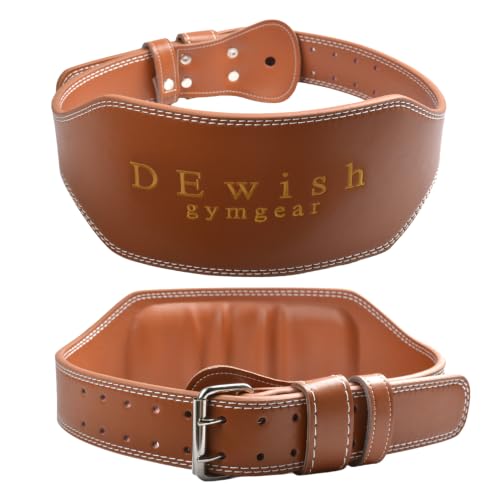 Leather Weightlifting Belt, 10 Adjustable Holes, 4”Width, Double Prong Power Belt for Gym Bodybuilding, weightlifting, powerlifting, squats and deadlifts - color: 6-Inch Brown, size: 41"-44"