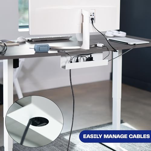 VIVO White 17 inch Under Desk Cable Management Tray, DESK-AC06-1CW | Low Profile Power Strip Holder, Cord Organizer, Wire Tamer Steel Cable Rack for Office and Home, Holds 11 lbs - color: White, size: Standard