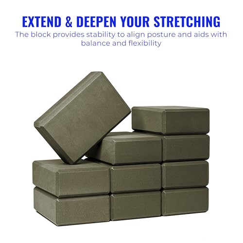3 in Foam Bulk Yoga Blocks, 10 Pack - color: Olive Green