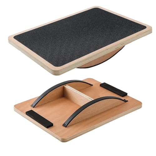 Juoe Balance Board Wobble Board for Adults and Kids - Anti-Slip 350LBS Balance Board for Physical Therapy,Balance Training,Posture Correction,Standing Desk Core Strength Wooden Balance Rocker Board - color: Black