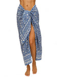 100% Cotton Hand Block Print Pareo Sarong Swimsuit Wrap Skirt Cover Up Long Women’s Apparel Fabric Beach Bikni (73" x 44") - color: Blue 6