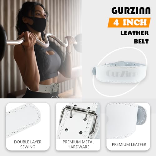 9mm Leather Fitness Weight Lifting Belt for Women&Men with 4 Inches Padded Lumbar Support for Power Lifting Workout & Squats Exercise - color: White, size: Small