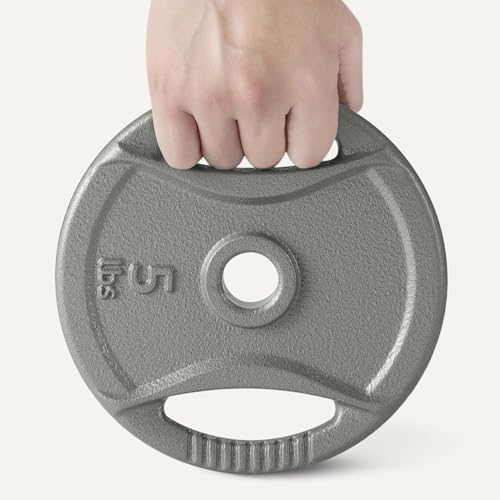 Amazon Basics 1-Inch Grip Weight Plates, Cast Iron, Strength Training, Home Gym - size: 5 lb, 4pc, 1"