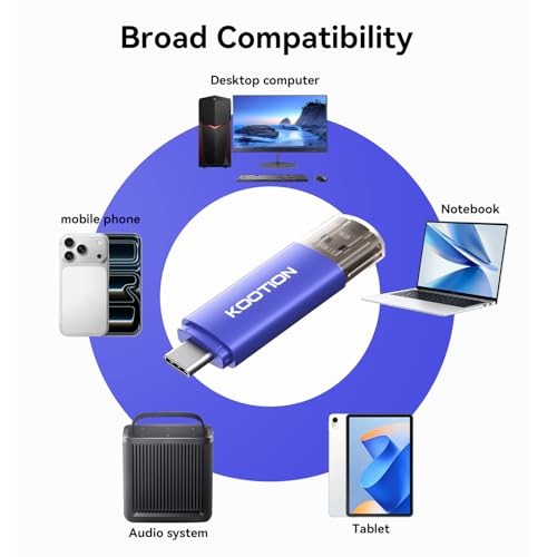 KOOTION 10-Pack 16GB Type C + USB A Portable 2.0 Flash Drive | 2-in-1 USB C Thumb Drive, Double-Head Protective Cover Design Compatible with Android Smartphone/Tablet/PC - color: Blue 10pack, size: 16GB 2.0