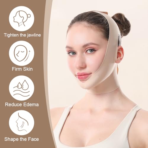 Face Strap Face Lift Belt, Comfortable VShaped Bandage Face Lift Band Face Outline Lifting Facial (Skin Color) - color: Skin Color