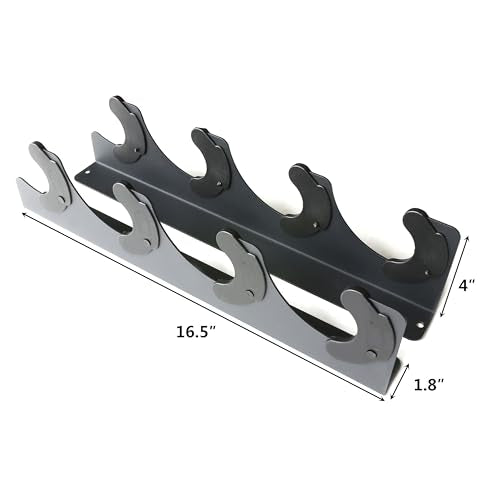 Barbell Rack Single Hook Wall Mount Heavy Duty Vertical Barbell Holder Weight Bar Holder for Olympic Barbell, Curl bar, Commercial or Home Gym Accessory (4 bars)