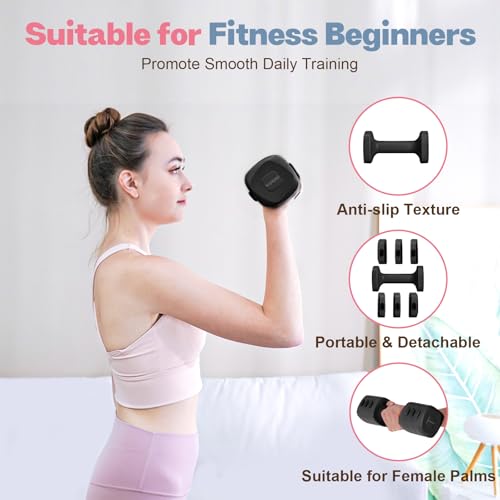 kisnbld Adjustable Dumbbell Set, 2-in-1 Dumbbells & Kettlebell,Hand Weights | 2.2-5.5lb Each Free Weights for Women Beginners with Fast Adjustment,Weights Set for Home Gym & Outdoor Exercise Training - color: Black
