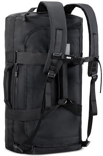 MIER 40L/60L/90L Water Resistant Backpack Duffel, Heavy Duty Duffle Bags | Heavy-Duty; Inner Zipper Pockets; Suit for Travel Gym Camping Sports Weekend Getaways; Convertible with Backpack Straps - color: Black, size: 60l