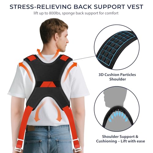 Ytonet Furniture Moving Straps for Lifting with Back Support, Round Sling | 2-Person Lifting and Moving System, Appliance Shoulder Lifting Straps for Sofa, Mattress, Refrigerator, 135 inches Long - size: With Back Support-Extended