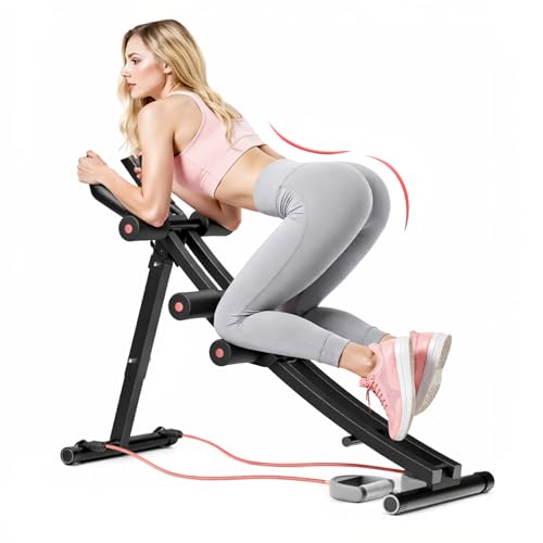 BAOKALER Dual Track Fitness Ab Machine Ab Cruncher, Adjustable Height Waist Trainer, Foldable Home Gym Equipment with 4 Adjustable Resistance Levels and Resistance Bands - size: Single Track