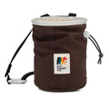 Oso Supply Co - Waxed Canvas Chalk Bag - Zipper Pocket & Mesh Pouch for Bouldering, Rock Climbing, Gym, Weightlifting – Water-Resistant, Adjustable Belt, Wide Opening - color: Espresso / Tan