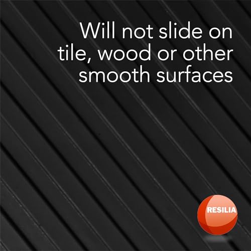 RESILIA Black Plastic Floor Runner - Embossed Wide Rib Waterproof Vinyl, Heavy Duty Protector Mat for Indoor Hardwood, Hard Floors, Garage, Entryway, Kitchen, & Outdoor Use, 27” x 6’, Made in the USA - size: 2'3" x 6' (Rectangular)