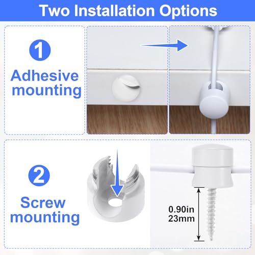 SmallCat 3 Sets Charger Holders for Cords, White Cord Holder for Nightstand | Adjustable Metal Cable Anchor Clips, Adhesive Cable Management Wire Organizers for Desk, Office, Nightstand - color: White, size: 3 Sets