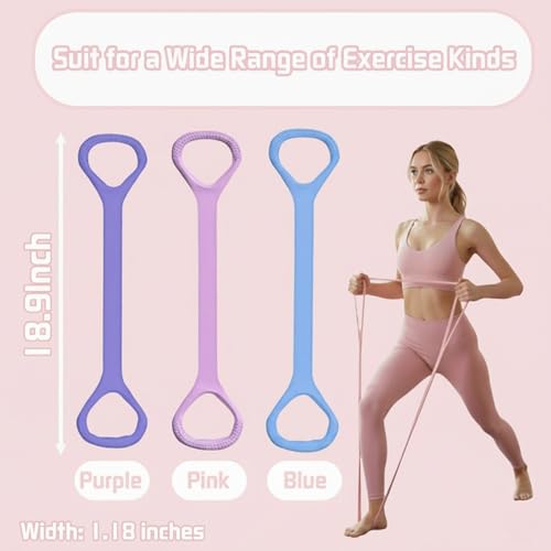 Figure 8 Fitness Resistance Band, Exercise Resistance Bands for Women, Resistance Bands with Handles for Arms, Back, Shoulders, Legs and HIPS Working Out - color: 3Pcs