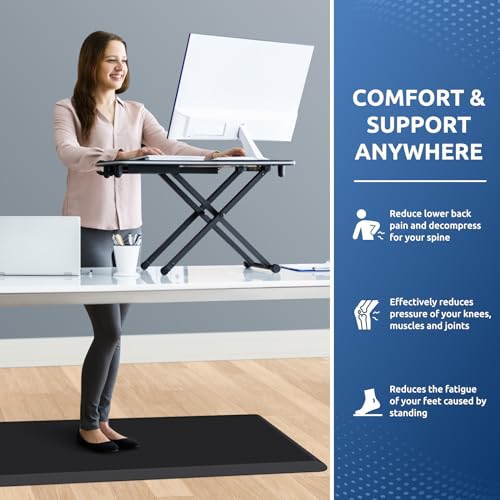 KitchenClouds Kitchen Mat Cushioned Anti Fatigue Rug 20"x39" Water Resistant, Non Slip, Standing and Comfort Desk/Floor Mats for House Sink Office (Black,0.8inch) - color: Black, size: 39"L x 20"W x 0.8"Th