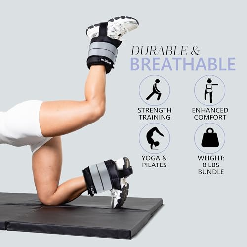 Ankle & Wrist Weights - 8/16/20/30 lbs Pair (4-15lbs - Each) | Dual Adjustable Secure Strap System, Patented Design, Ideal for Home Workouts, Pilates, Yoga, Glute Training - size: 08 lbs each (16 lbs pair)
