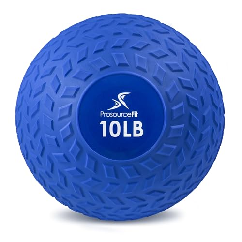 ProsourceFit Slam Medicine Balls 5, 10, 15, 20, 25, 30, 50lbs Smooth and Tread Textured Grip Dead Weight Balls for Strength and Conditioning Exercises, Cardio and Core Workouts - color: Blue, size: 10 LB