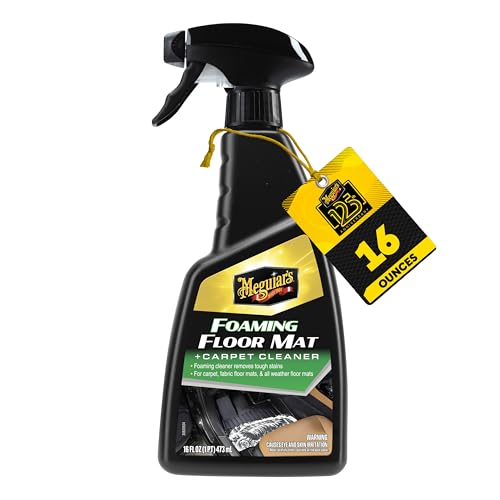 Meguiar's Foaming Floormat & Carpet Cleaner – Fabric, Floor Mat, All Weather Floor Mat & Carpet Cleaner Spray in One Product – Quickly and Effectively Remove Tough Stains, Dirt, and Grime, 16 oz