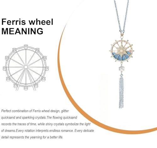Nautical Ship Wheel Snowflake Crystal Car Charm, 24K Gold Plated Rearview Mirror Hanging Ornament with AB Crystal Tassel, Luxury Winter Car Interior Gift for Women (Ferris Wheel 3)