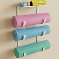 Yoga Mat Holder Wall Mount, No-Tie Pilates Mat Storage Rack with Top Floating Shelf, 4-Tiers Holding Yoga Blocks/Rollers and Exercise Mat, Workout Mat, Home Gym Equipment Accessories - color: 4-Tiers（with Floating Shelf）