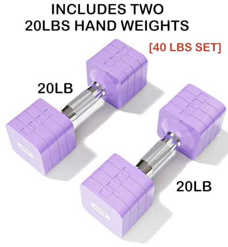 Adjustable Dumbbell Set for Women Men 7.5LB/10LB/15LB/20LB/25LB Pair | Stable Free Weight Hand Weights with Metal Handle for Home Gym Fitness Rehab Pilates Yoga Strength Training Equipments - color: Purple, size: 20LB SINGLE