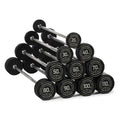 Titan Fitness Rubber Curl Fixed Barbells, Pre-Loaded Weight Bar for Strength Training & Weightlifting - color: Straight Fixed Barbell, size: 20-110 LB Set
