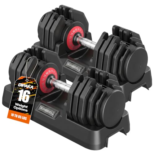 Adjustable Dumbbells Set All in One Free Weights Set for Home Gym | 25/26.5/52.5/55/85lbs Weights Dumbbells Set, 1 Sec Adjust Weights with Anti-Slip Handle for Home Fitness - color: 85lb-pair