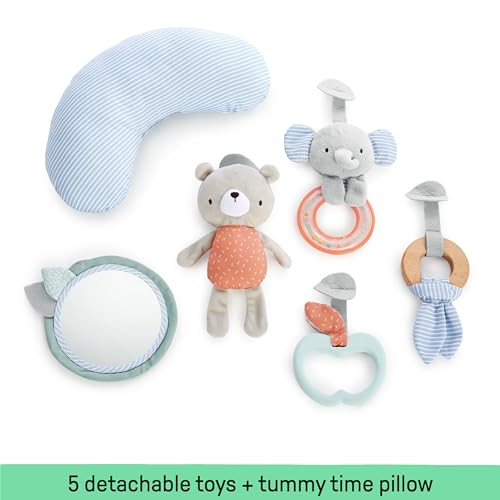 Ingenuity Cozy Spot Reversible Duvet Activity Gym & Play Mat with Wooden Toy bar - Loamy, Newborn and up - color: Loamy