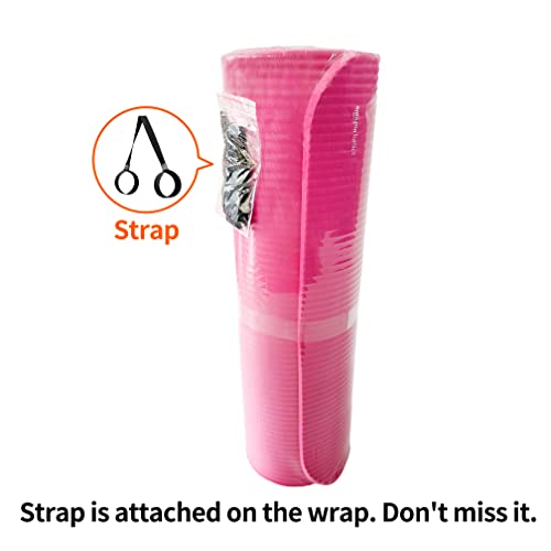 Amazon Basics Extra Thick Exercise Yoga Mat with Carrying Strap - color: Pink, style: 1/2 Inch