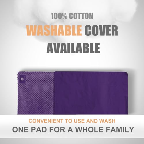 UNCN Wide Microwave Heating Pad with Washable Cover 9.5 x 16in Microwavable Hot Pad for Neck Shoulder, Cramps, Back Cordless Warm Compress Weighted Moist Heat Pack for Aches, Unscented - color: Dark Purple