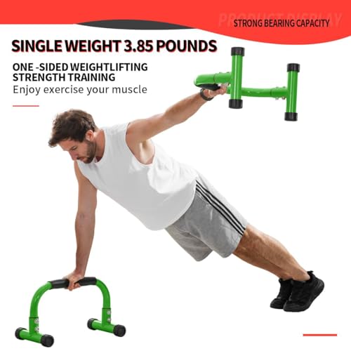 Teclor Push Up Bar, Parallettes Bars For L-sit & Dip, Heavy-Duty No Wobbling Parallel Bars Stand For Handstands, Full Planche, Calisthenics, 9.5in High Workout Stands for Home Fitness Training - color: Green