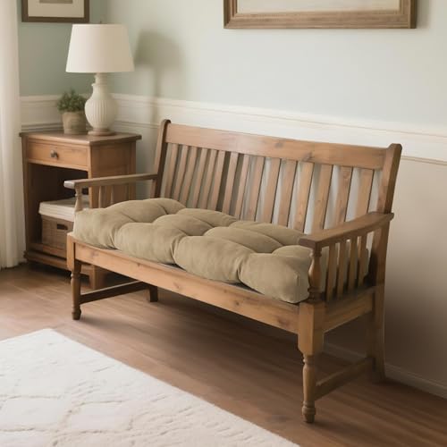 ELFJOY Non Slip Tufted Bench Cushion for Indoor Furniture 34"x16" Khaki | 3.5" Thick, Soft and Breathable Fabric, Skin-Friendly, for Dining Entryway Window Storage Bench, Comfort for Long Sitting - color: Khaki
