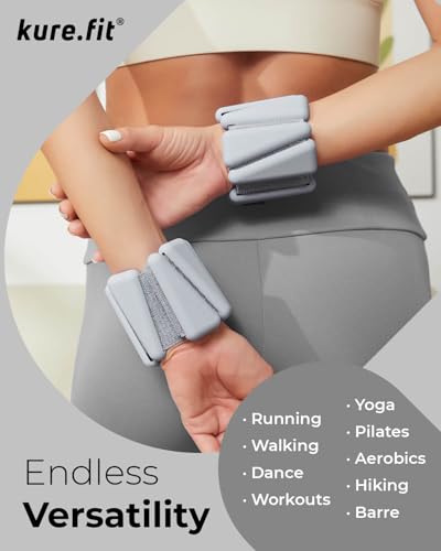 Pilates Weight | Wrist & Ankle Weights for Women | Weighted Bangles | 1LB/ 2LB Each (Set of 2) - color: Gray, size: 1 LB