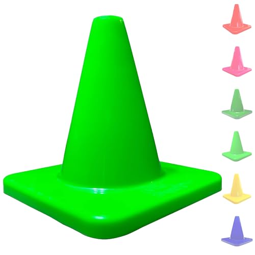 LVL10 Pro Training Cones - 6" Soccer Training Cones for Sports - for Basketball, Football, Basketball and Agility Drills - Soccer Field Markers that Won't Crack, Slide or Fly - color: Neon Green, style: 20 Pack