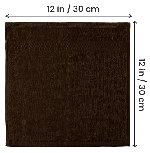 Utopia Towels 12 Pack Premium Wash Cloths Set, 12 by 12 Inches, 100% Cotton Ring Spun, Highly Absorbent and Soft Feel Essential Washcloths for Bathroom, Spa, Gym, and Face, Dark Brown - color: Dark Brown, size: 12 Wash Cloths