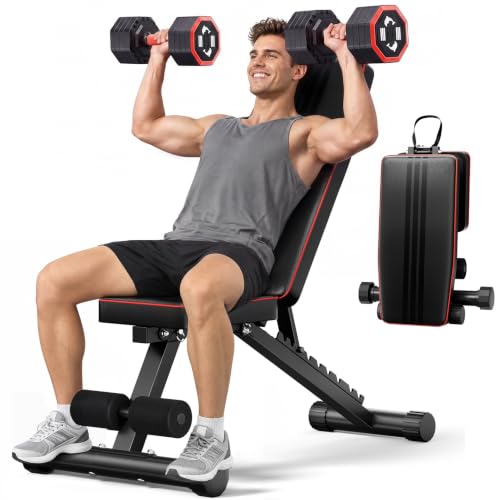 Multi-Function All in 1 Weight Bench Set - Multi-Positions Heavy Duty Weight Lifting Sit Up Bench Workout Benchs Folding Bench Press for Home Gym - color: Black 2.0